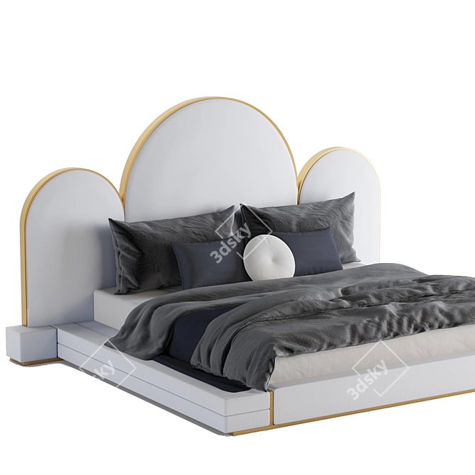 Crescent Arch Bed: Master Bedroom Elegance 3D model image 2