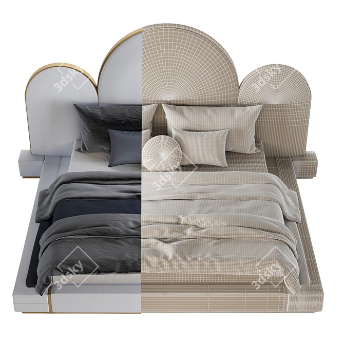 Crescent Arch Bed: Master Bedroom Elegance 3D model image 4