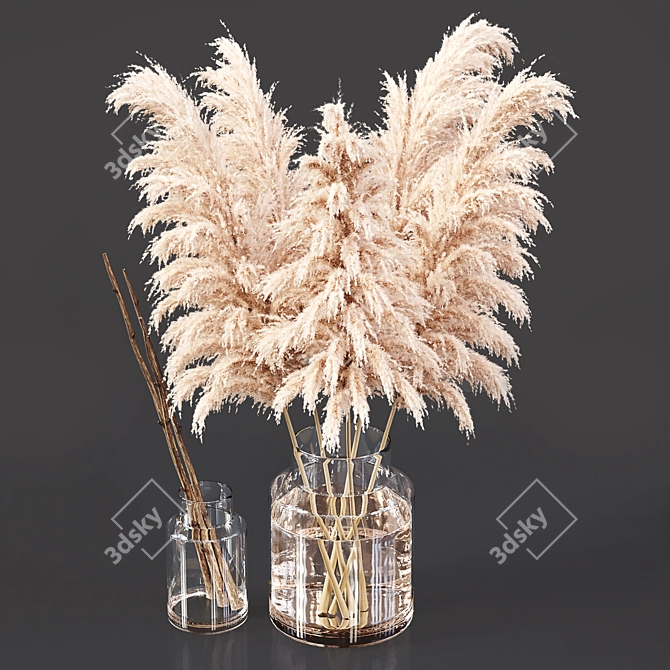 Elegant Dry Flower Bouquet 3D model image 4