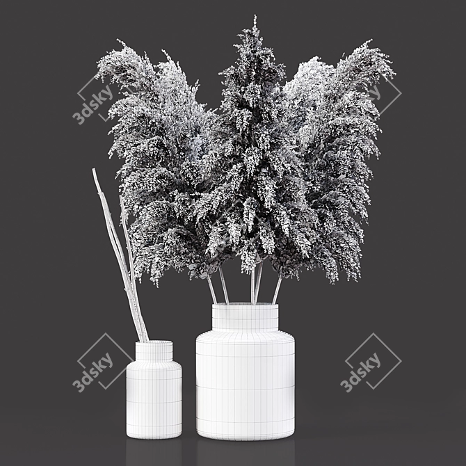 Elegant Dry Flower Bouquet 3D model image 6