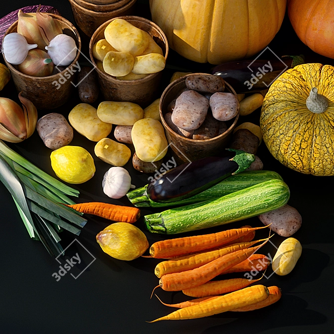 Fresh Harvest Vegetable Set 3D model image 4