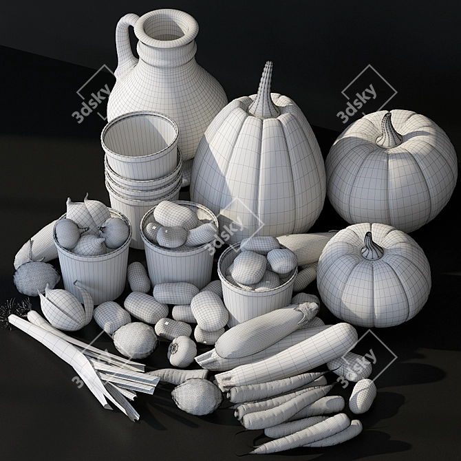 Fresh Harvest Vegetable Set 3D model image 5