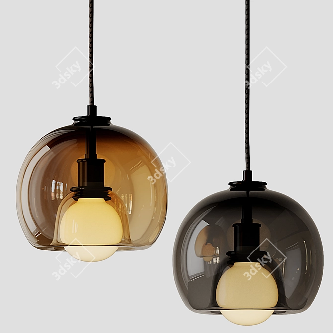 Gilded Glass Orb Pendant Light 3D model image 1