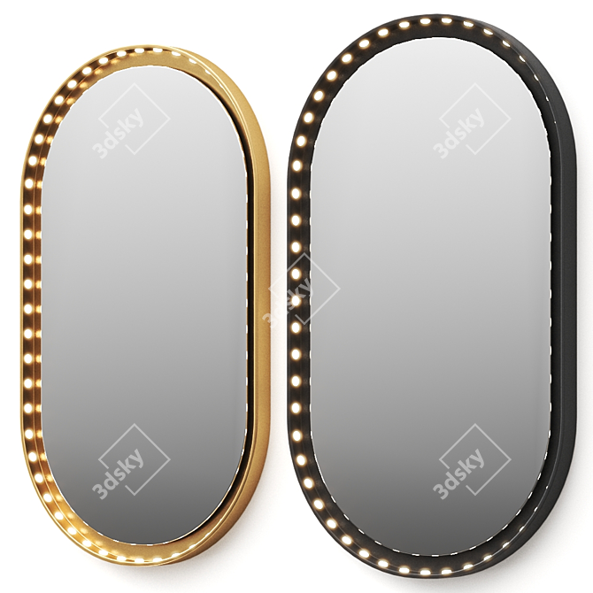Sleek Oval Vanity Mirror: LED Backlight 3D model image 3