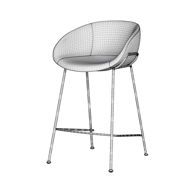 Sleek Semi-Bar Chair 3D model image 4