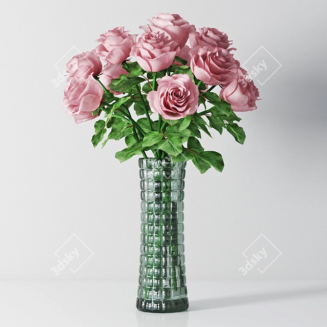 Elegant Vase with Roses 3D model image 1