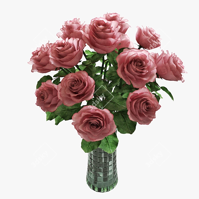 Elegant Vase with Roses 3D model image 3