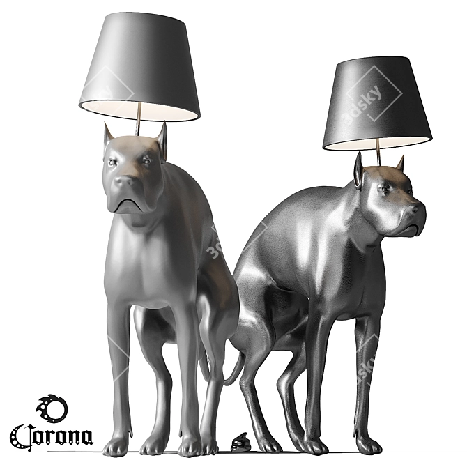 Playful Pooch Lamp 3D model image 1