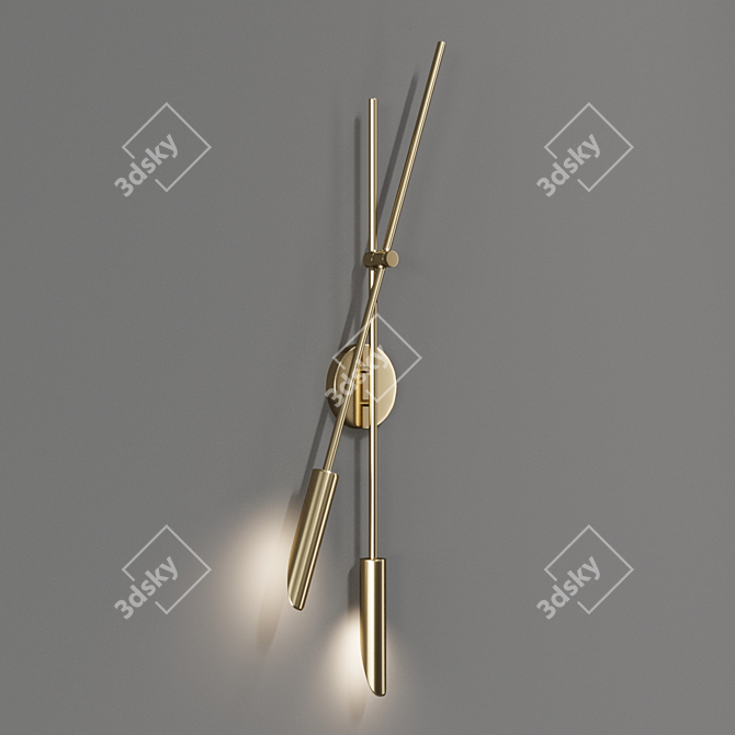 Stylish CB2 Cloven Brass Sconce 3D model image 1