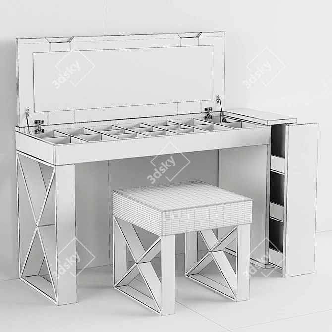 Elegant Dressing Table Set 3D model image 5