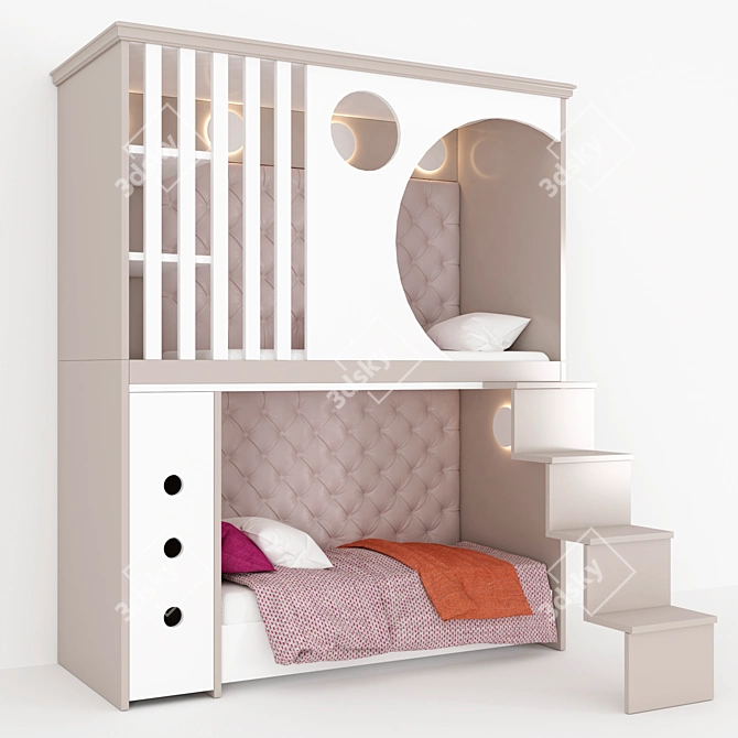 Custom-Made Bunk Bed, Stylish & Space-Saving 3D model image 4