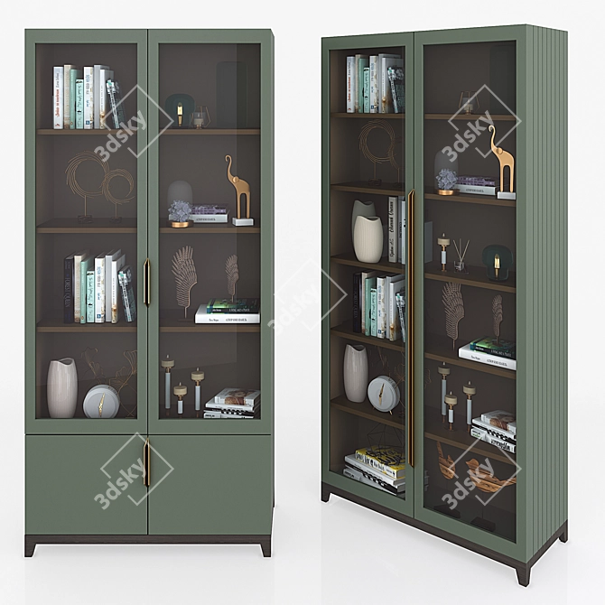 Metropolitan 2 Glass & 2 Solid Door Cabinet 3D model image 1