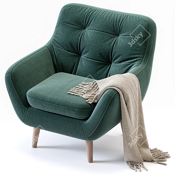 Ocean Velvet Armchair: Stylish Comfort for Your Home 3D model image 4