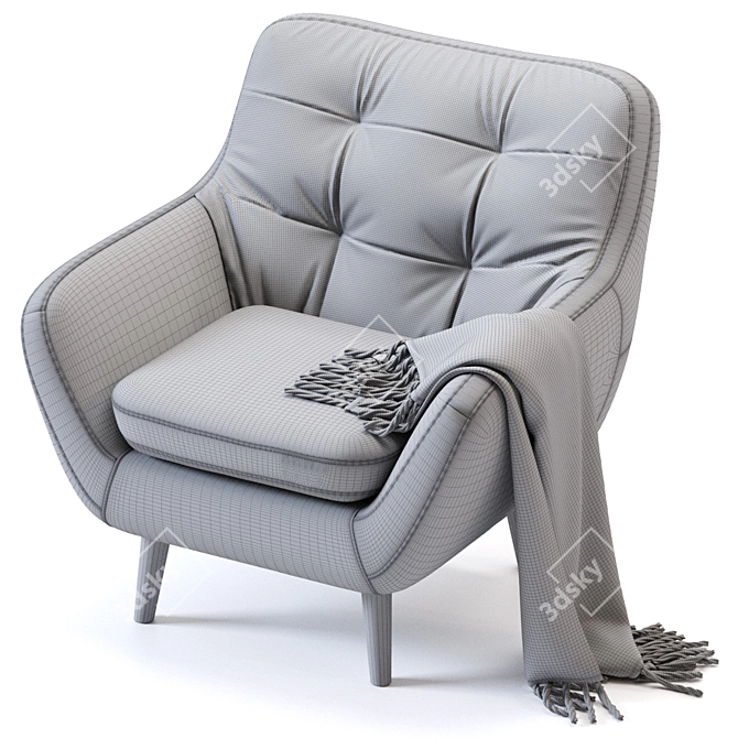 Ocean Velvet Armchair: Stylish Comfort for Your Home 3D model image 5