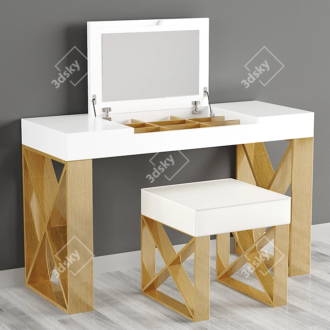 Franco Furniture Dressing Table Ottoman Set 3D model image 1