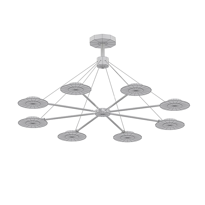 Radiant Acrylic Disc LED Chandelier 3D model image 2