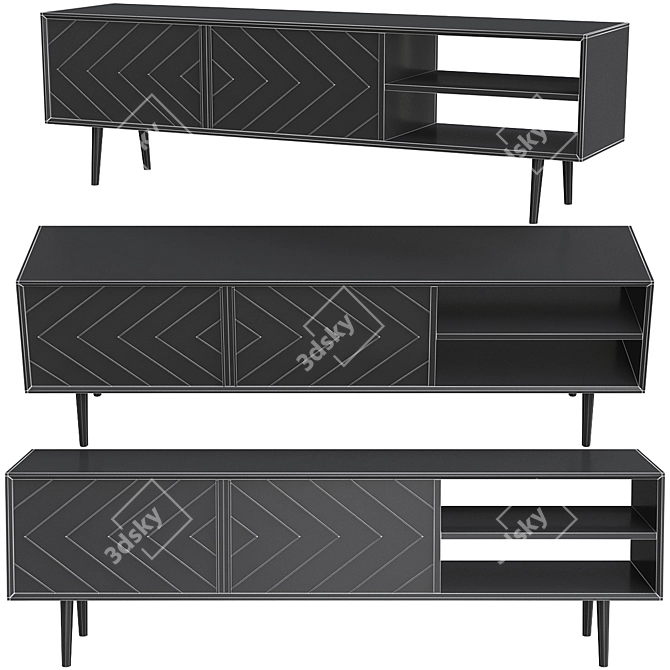 Modern Toshi Media Unit with Storage 3D model image 2