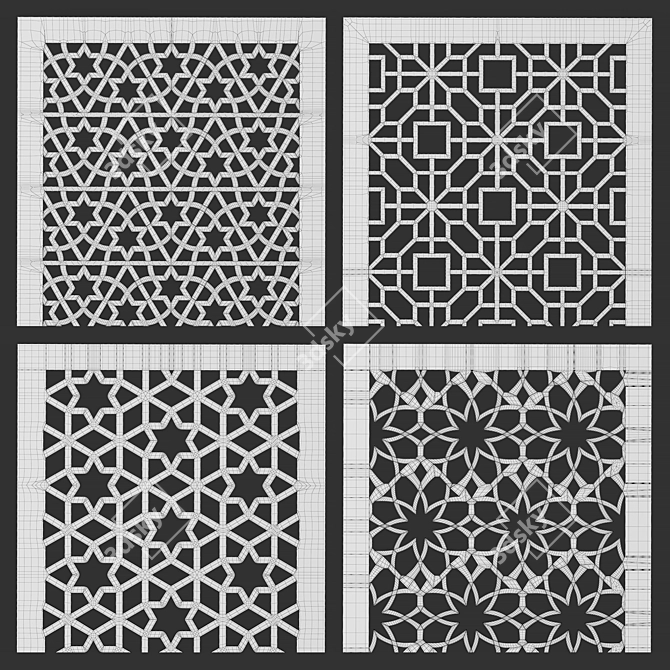 Decorative Panel Set: 15 Unique Designs 3D model image 5