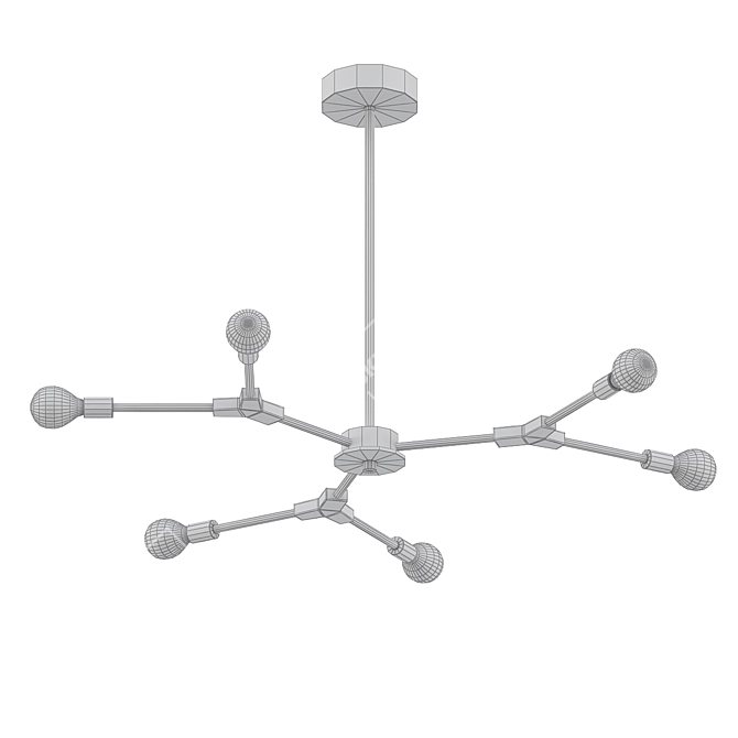 Industrial Minimalist Branch Chandelier 3D model image 2