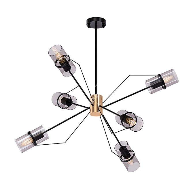 Salut Black and Brass Glass Pendant Chandelier 3D model image 1