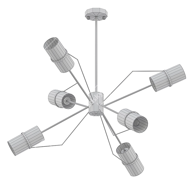 Salut Black and Brass Glass Pendant Chandelier 3D model image 2