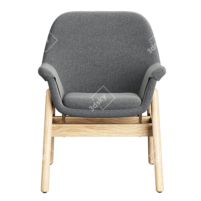 VEDBO Wooden Chair - Classic Gray Upholstery 3D model image 3