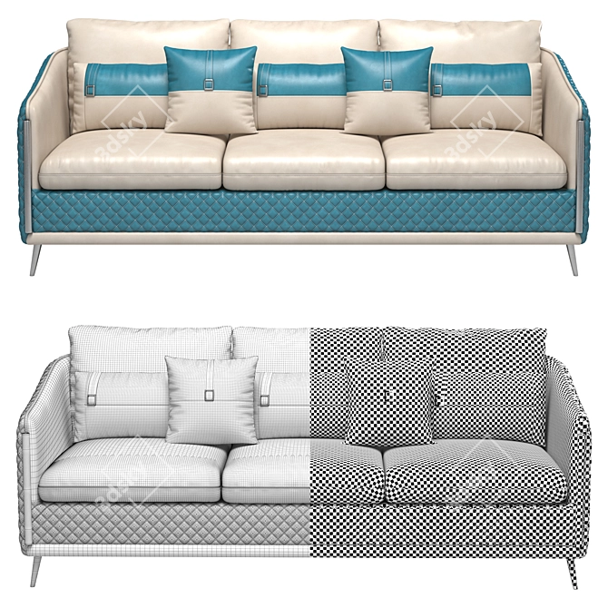Icaro Italian Leather Sofa 3D model image 2