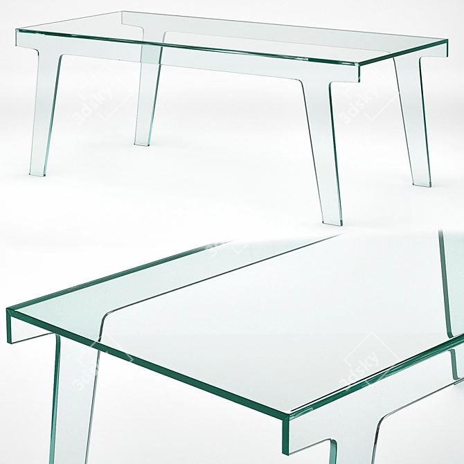 Sleek Glass Faint Dining Table 3D model image 1