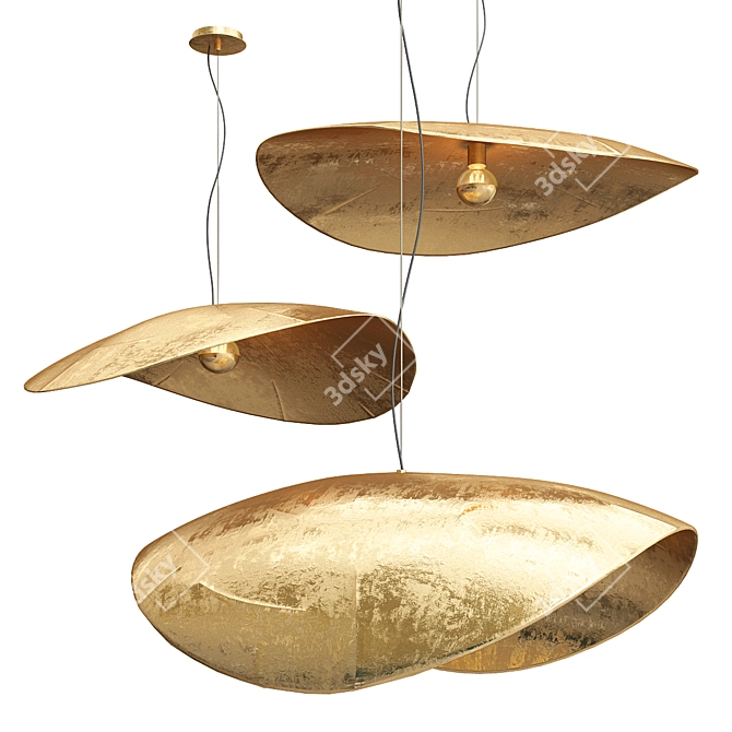 Elegant Gervasoni Brass Pendant - 3 Shapes 3D model image 1