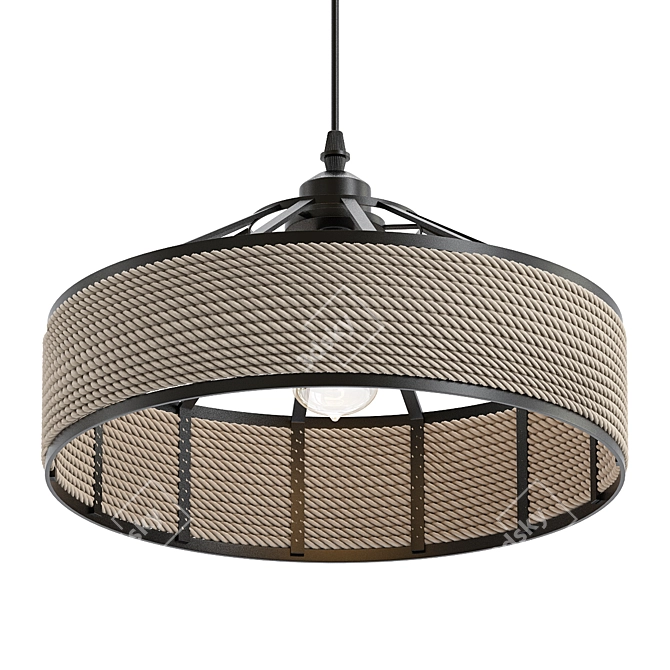 Vintage Rope Pendant Light 3D model image 1