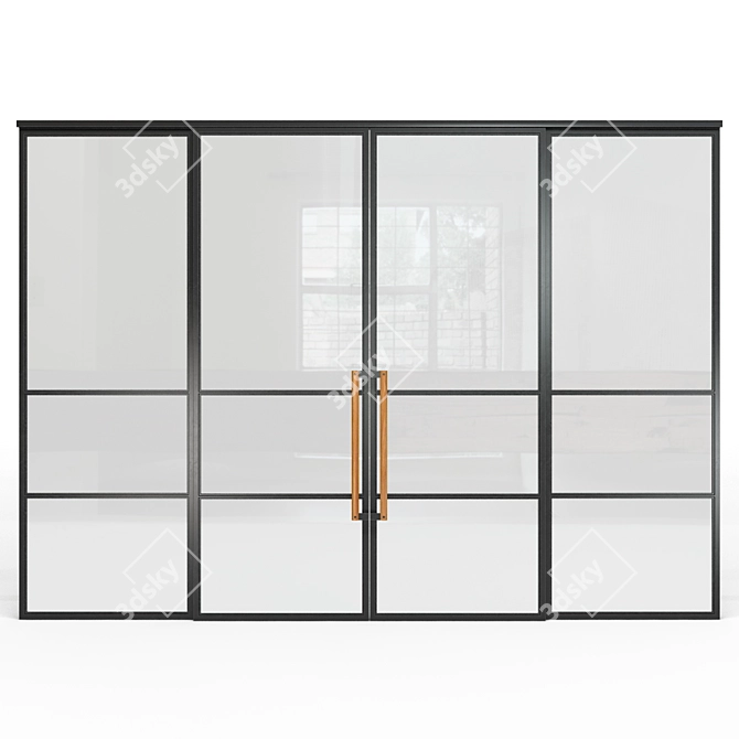 Industrial Loft Glass Partition 3D model image 2