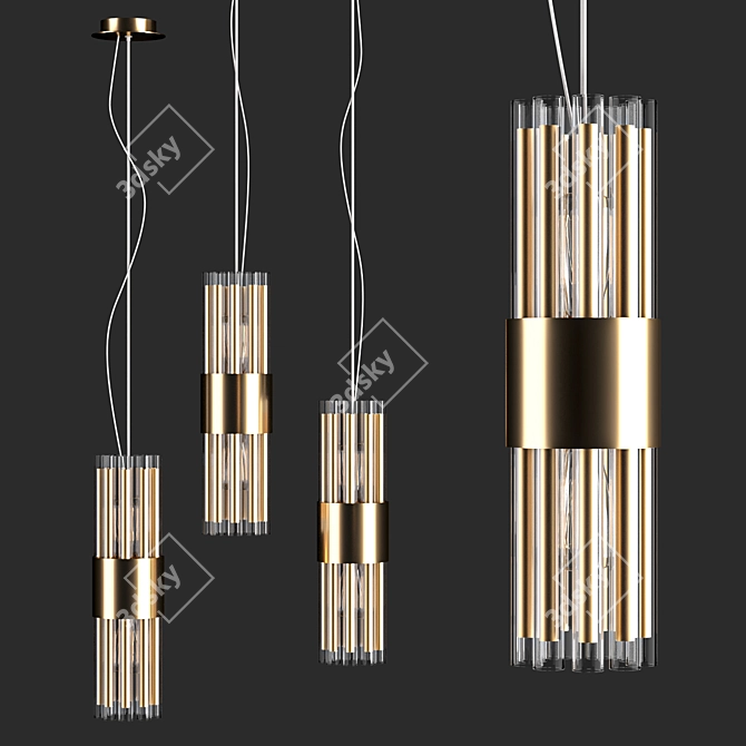 Art Deco Hanging Lamp: Hetel One 3D model image 1