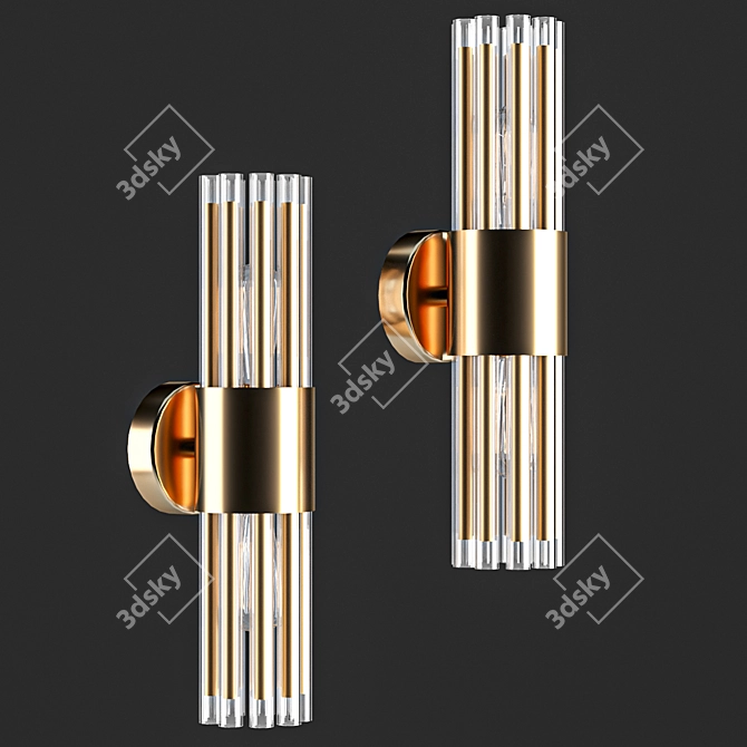 Art-Deco Brass Wall Lamp 3D model image 1