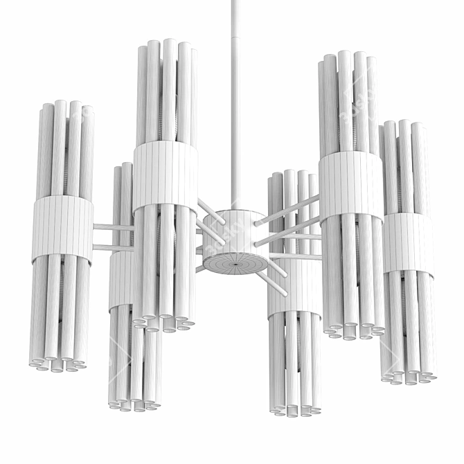 Art-Deco Style Chandelier: Metal & Glass Elements 3D model image 2