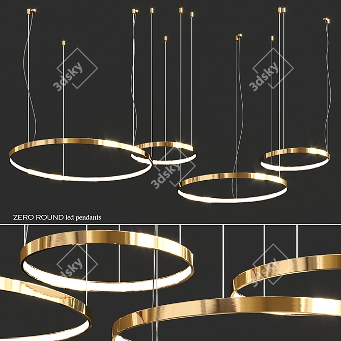 Zero Round Ring Pendant: Sleek and Stylish Illumination 3D model image 1