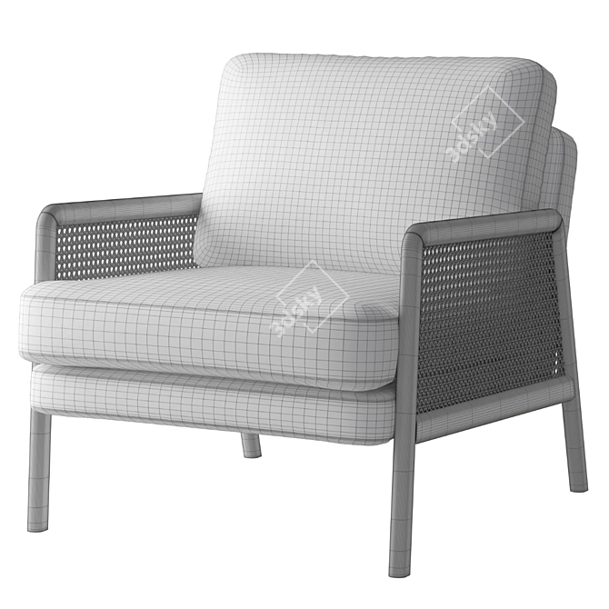 Colonial Cane Accent Armchair 3D model image 5