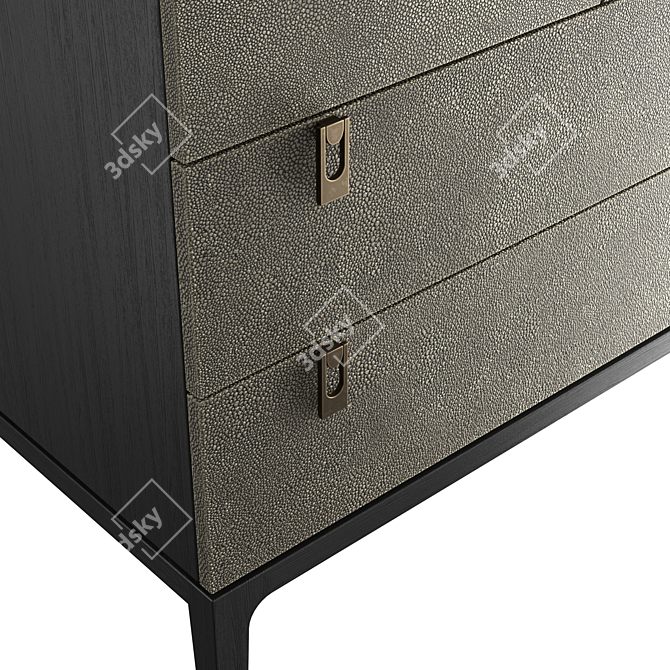 British Chic Leather Chest of Drawers 3D model image 2