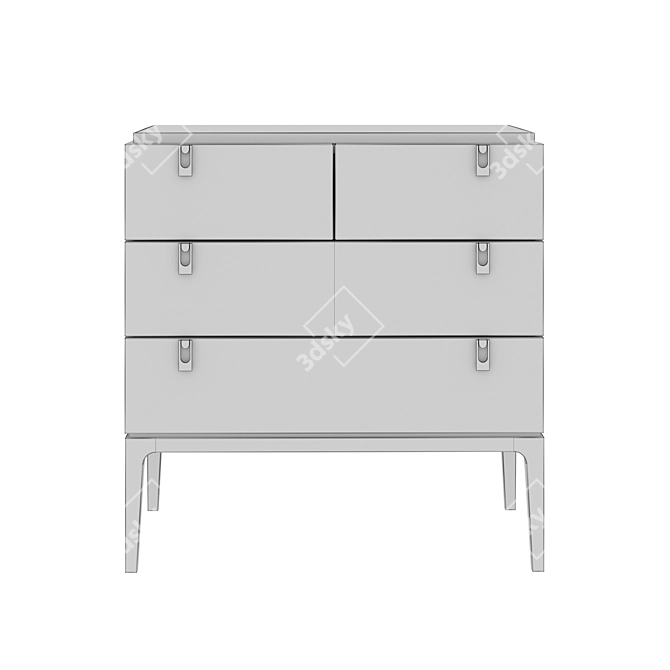 British Chic Leather Chest of Drawers 3D model image 3