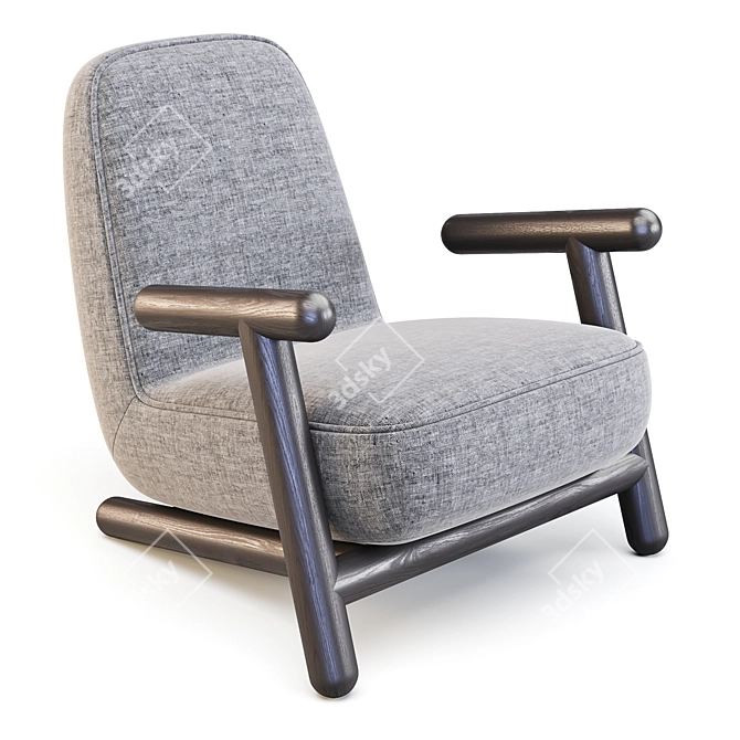 Bold Wood Frame Armchair by HC28: Customizable Design 3D model image 1