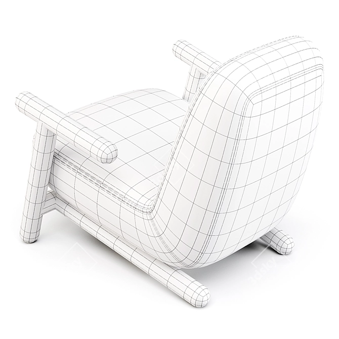 Bold Wood Frame Armchair by HC28: Customizable Design 3D model image 5