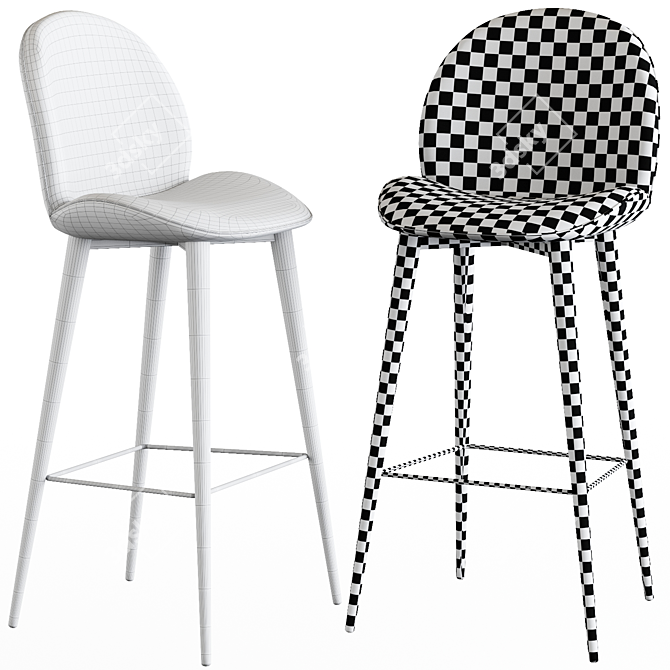 Elegant Velvet Barstool: Danetti Clara 3D model image 3