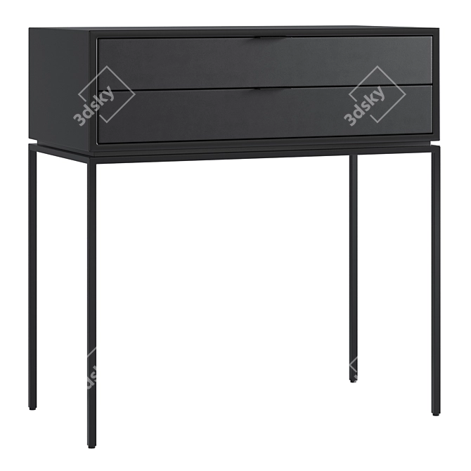 Sleek Curbstone Realto: Metal and Leather Bedside Table 3D model image 1