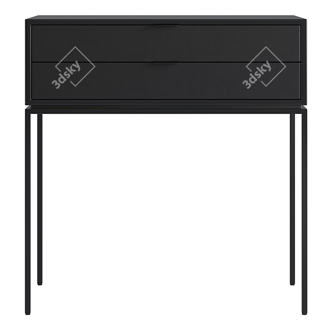 Sleek Curbstone Realto: Metal and Leather Bedside Table 3D model image 2