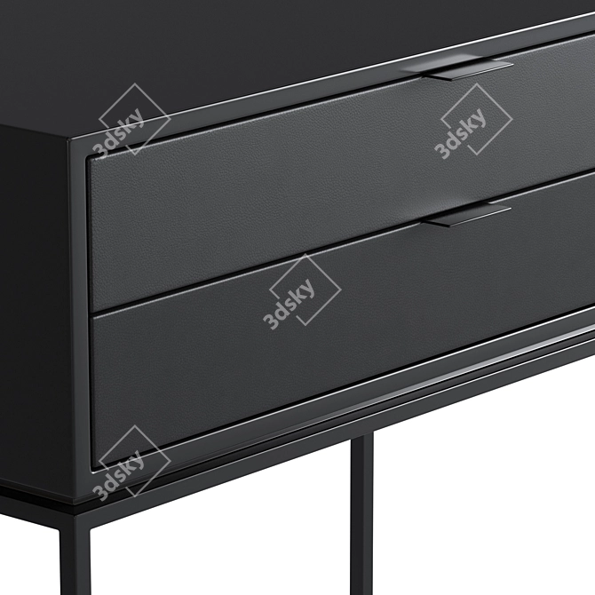 Sleek Curbstone Realto: Metal and Leather Bedside Table 3D model image 3