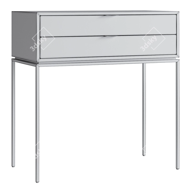 Sleek Curbstone Realto: Metal and Leather Bedside Table 3D model image 4