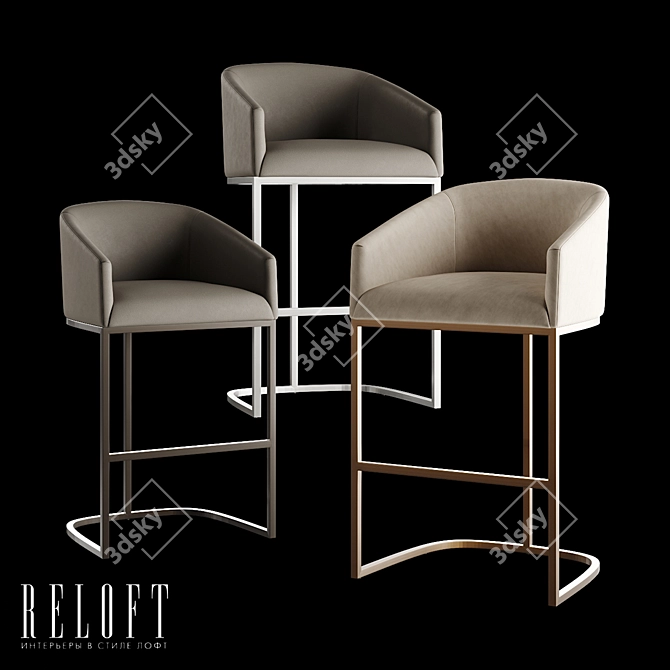 Emery Leather Slope Dining Chair 3D model image 1