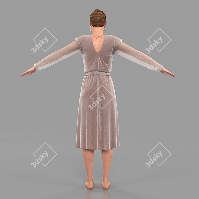 Elegant Dress Girl 3D model image 2