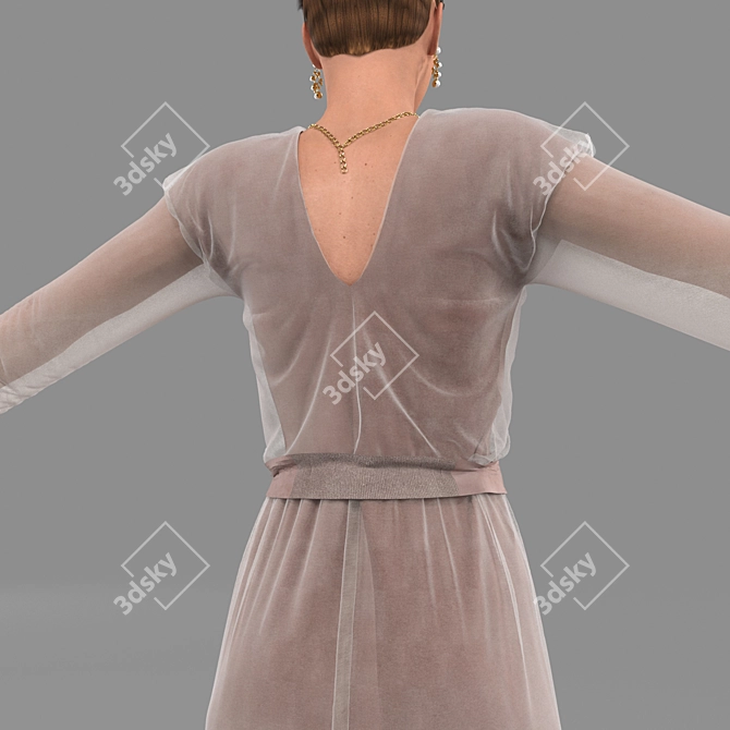 Elegant Dress Girl 3D model image 4