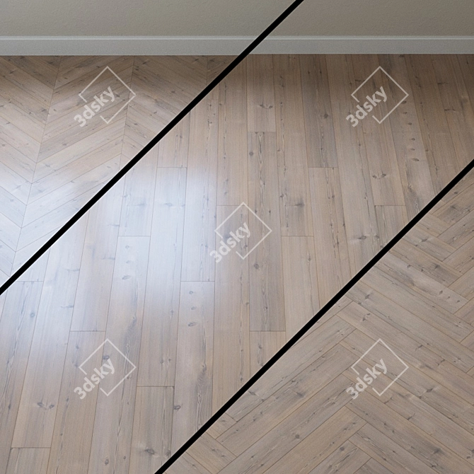 Rustic Pine Parquet Flooring 3D model image 1