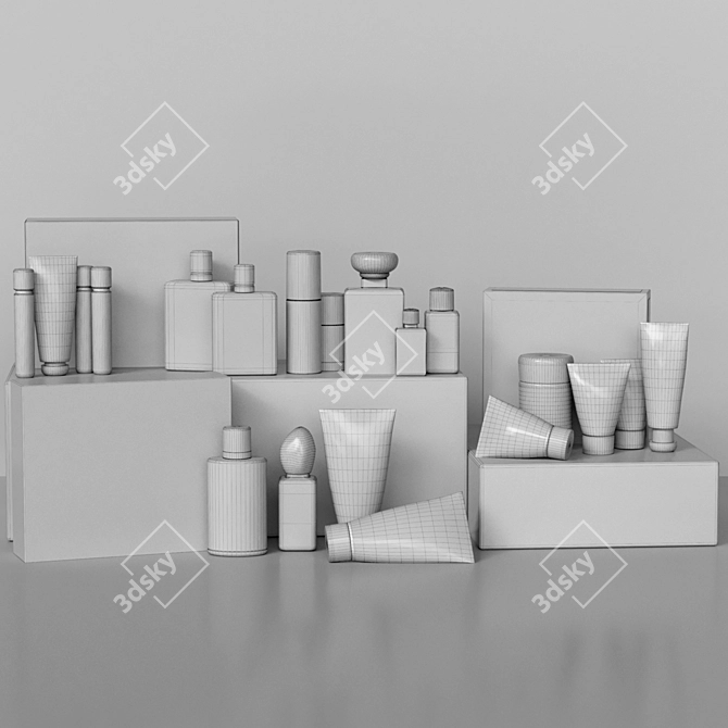 Branded Beauty Set: Cream, Makeup, Gel & Perfume 3D model image 2